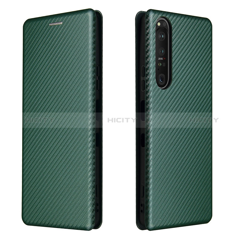 Custodia Portafoglio In Pelle Cover con Supporto L04Z per Sony Xperia 1 III Verde