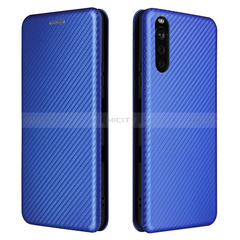 Custodia Portafoglio In Pelle Cover con Supporto L04Z per Sony Xperia 10 III SOG04 Blu