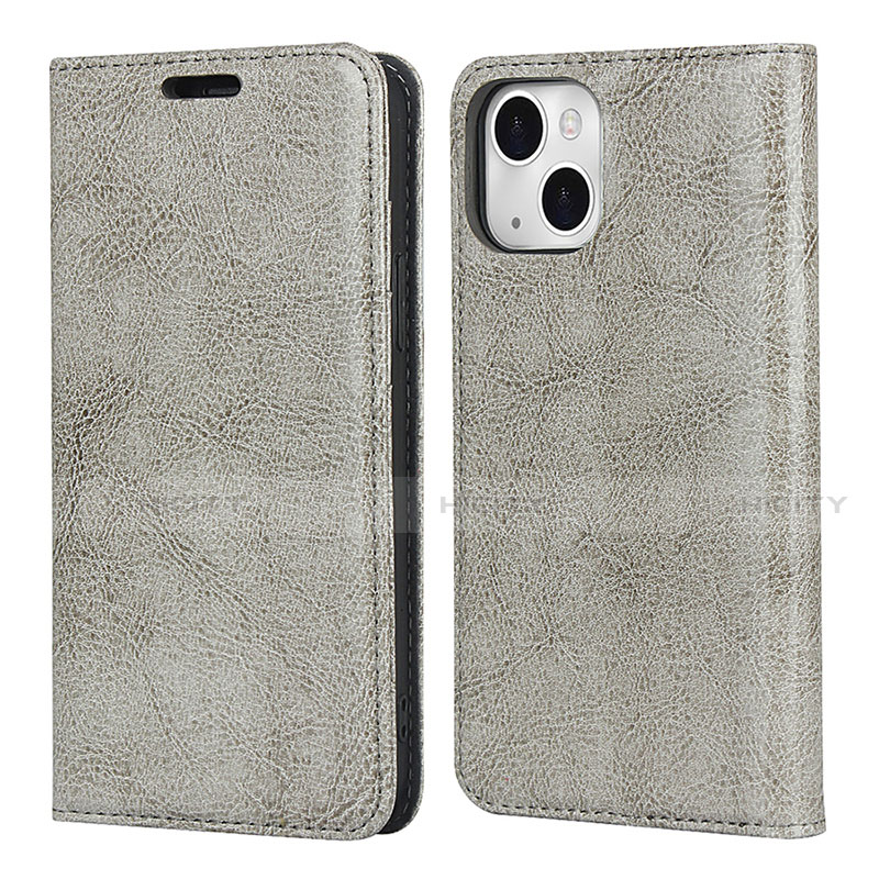 Custodia Portafoglio In Pelle Cover con Supporto L05 per Apple iPhone 14 Grigio