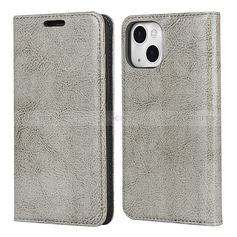 Custodia Portafoglio In Pelle Cover con Supporto L05 per Apple iPhone 15 Plus Grigio