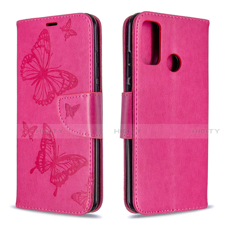 Custodia Portafoglio In Pelle Cover con Supporto L05 per Huawei P Smart (2020) Rosa Caldo