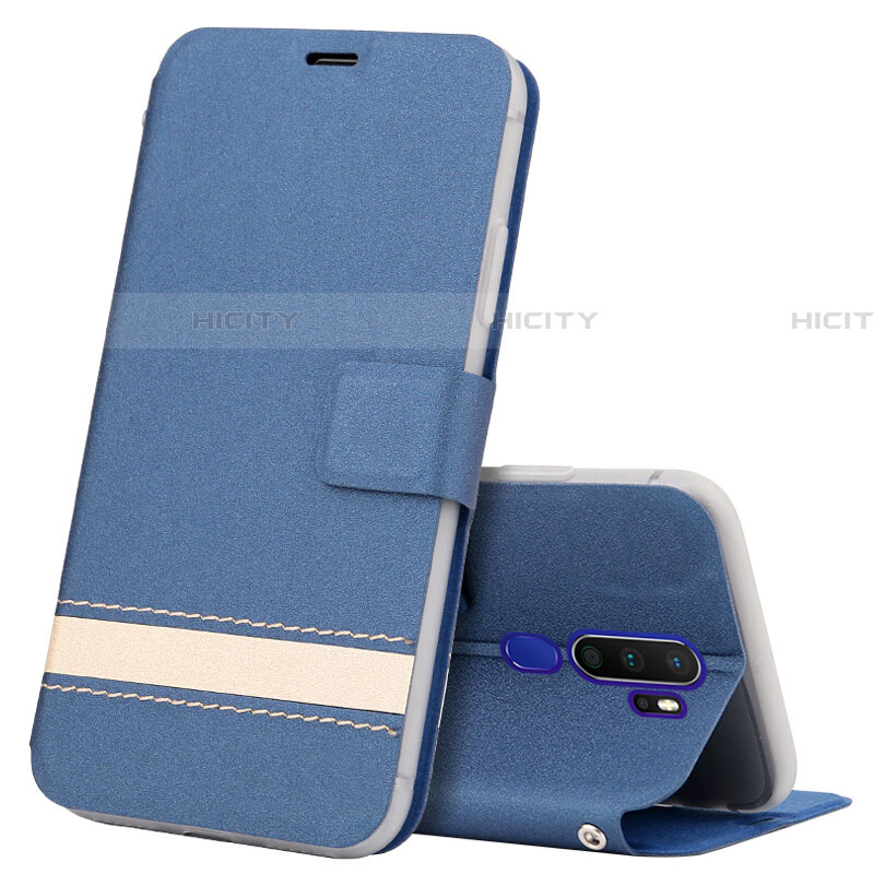 Custodia Portafoglio In Pelle Cover con Supporto L05 per Oppo A11 Blu