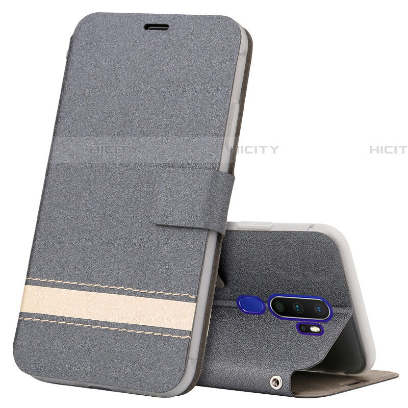 Custodia Portafoglio In Pelle Cover con Supporto L05 per Oppo A11 Grigio