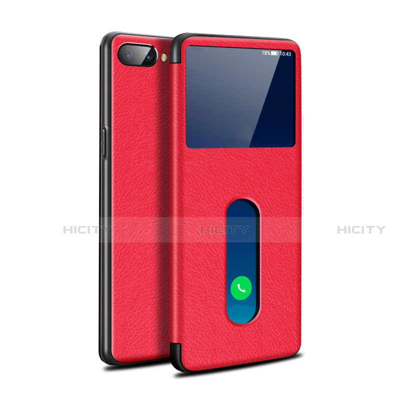 Custodia Portafoglio In Pelle Cover con Supporto L05 per Oppo A12e Rosso