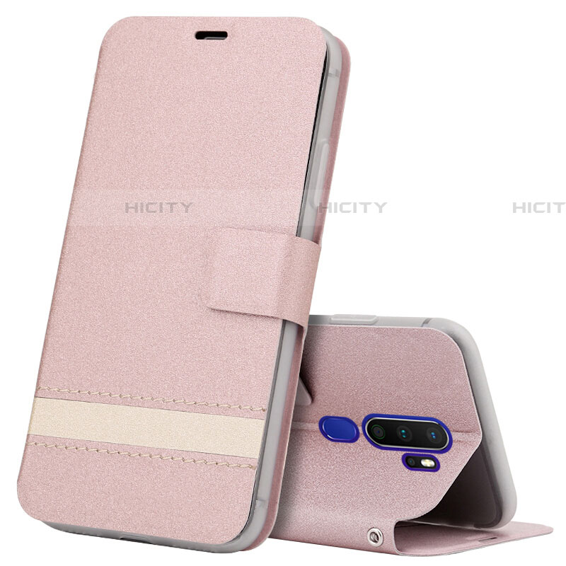 Custodia Portafoglio In Pelle Cover con Supporto L05 per Oppo A9 (2020) Oro Rosa