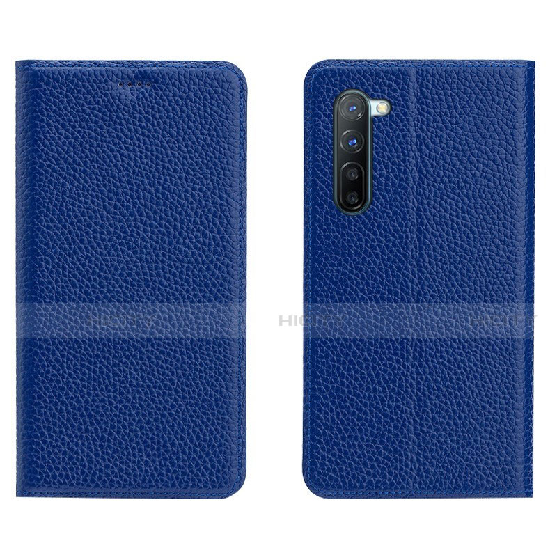 Custodia Portafoglio In Pelle Cover con Supporto L05 per Oppo F15 Blu