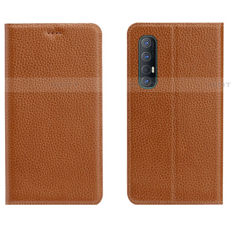 Custodia Portafoglio In Pelle Cover con Supporto L05 per Oppo Reno3 Pro Arancione