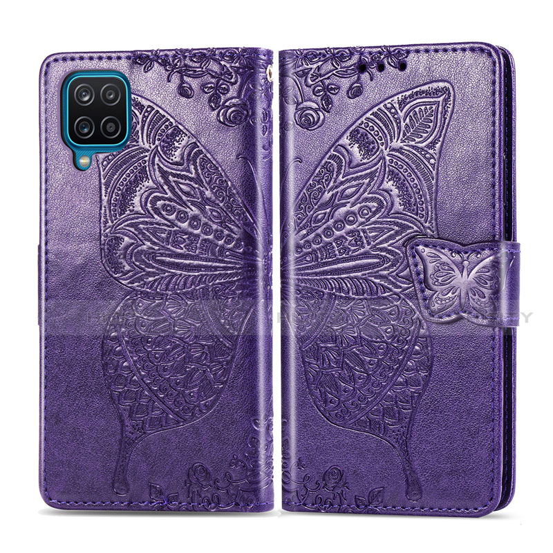 Custodia Portafoglio In Pelle Cover con Supporto L05 per Samsung Galaxy A12 Viola