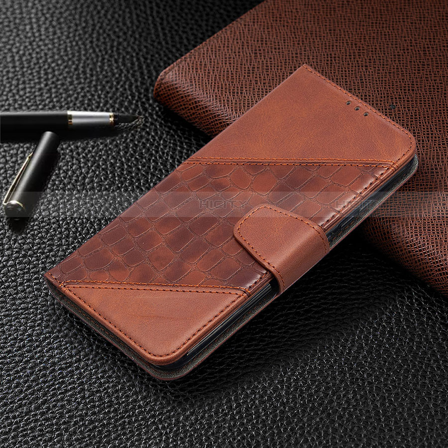 Custodia Portafoglio In Pelle Cover con Supporto L05 per Xiaomi Redmi 9 India Marrone