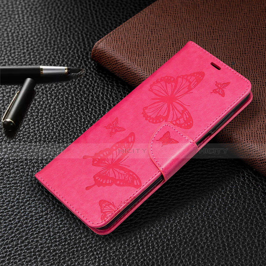 Custodia Portafoglio In Pelle Cover con Supporto L05 per Xiaomi Redmi Note 9 Pro Max Rosa Caldo