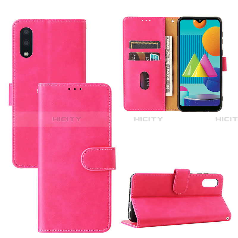 Custodia Portafoglio In Pelle Cover con Supporto L05Z per Samsung Galaxy A02 Rosa Caldo