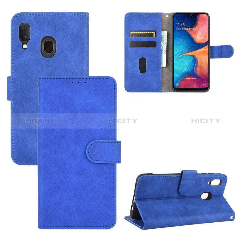 Custodia Portafoglio In Pelle Cover con Supporto L05Z per Samsung Galaxy A20 Blu