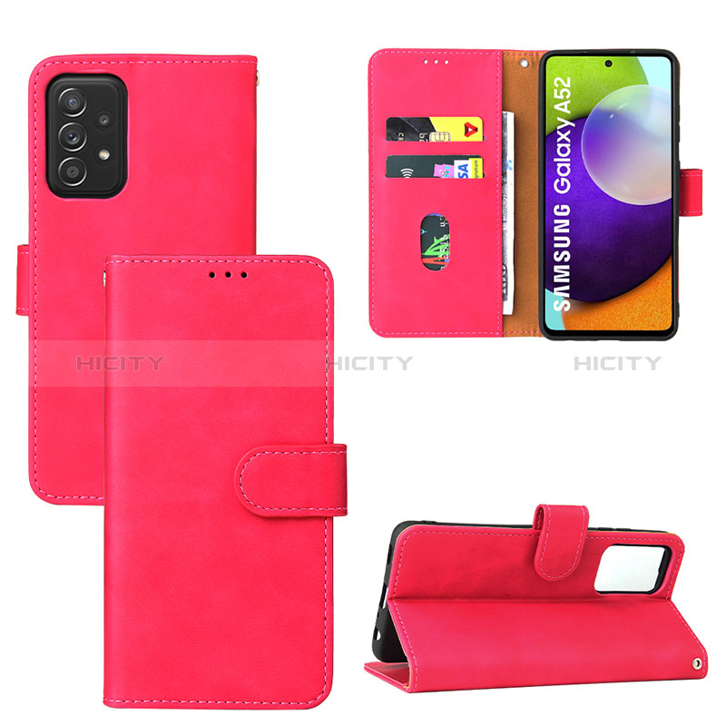 Custodia Portafoglio In Pelle Cover con Supporto L05Z per Samsung Galaxy A52s 5G Rosa Caldo