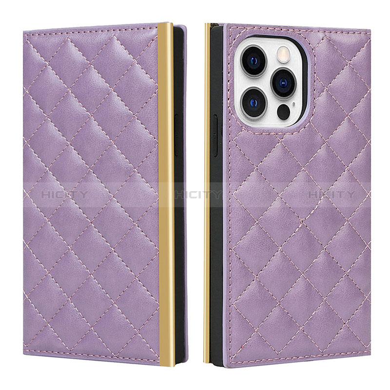 Custodia Portafoglio In Pelle Cover con Supporto L06 per Apple iPhone 14 Pro Max Viola