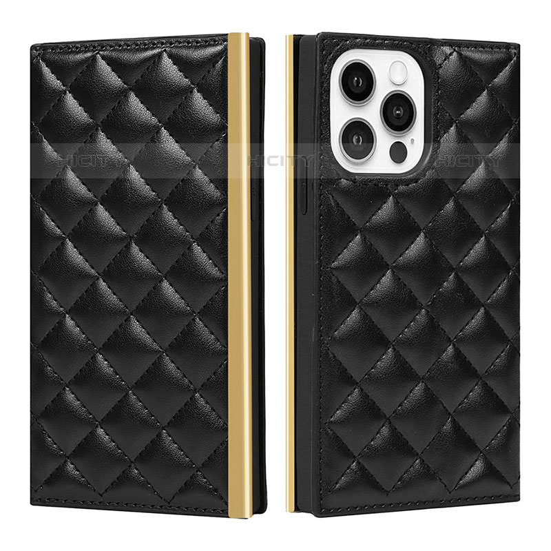 Custodia Portafoglio In Pelle Cover con Supporto L06 per Apple iPhone 15 Pro Nero