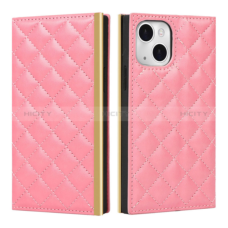 Custodia Portafoglio In Pelle Cover con Supporto L06 per Apple iPhone 15 Rosa