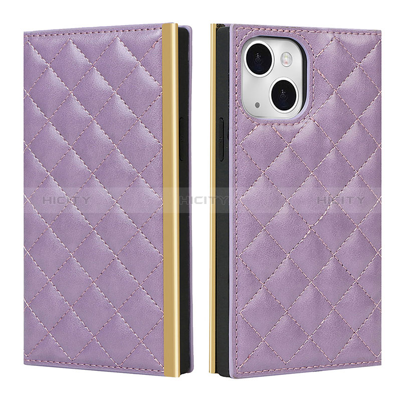 Custodia Portafoglio In Pelle Cover con Supporto L06 per Apple iPhone 15 Viola