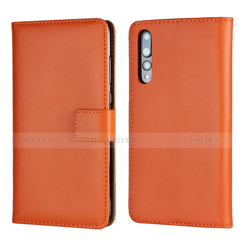 Custodia Portafoglio In Pelle Cover con Supporto L06 per Huawei P20 Pro Arancione