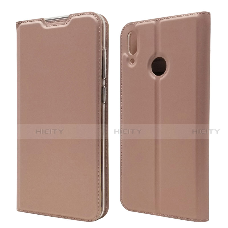 Custodia Portafoglio In Pelle Cover con Supporto L06 per Huawei Y7 Pro (2019) Oro Rosa