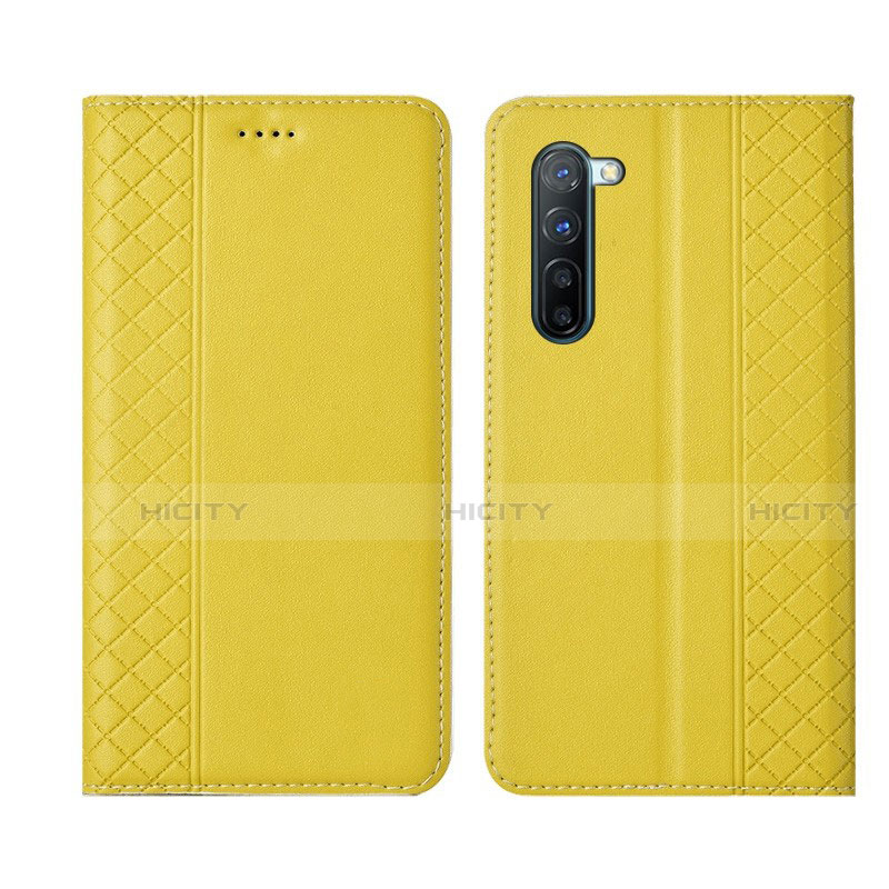 Custodia Portafoglio In Pelle Cover con Supporto L06 per Oppo F15 Giallo