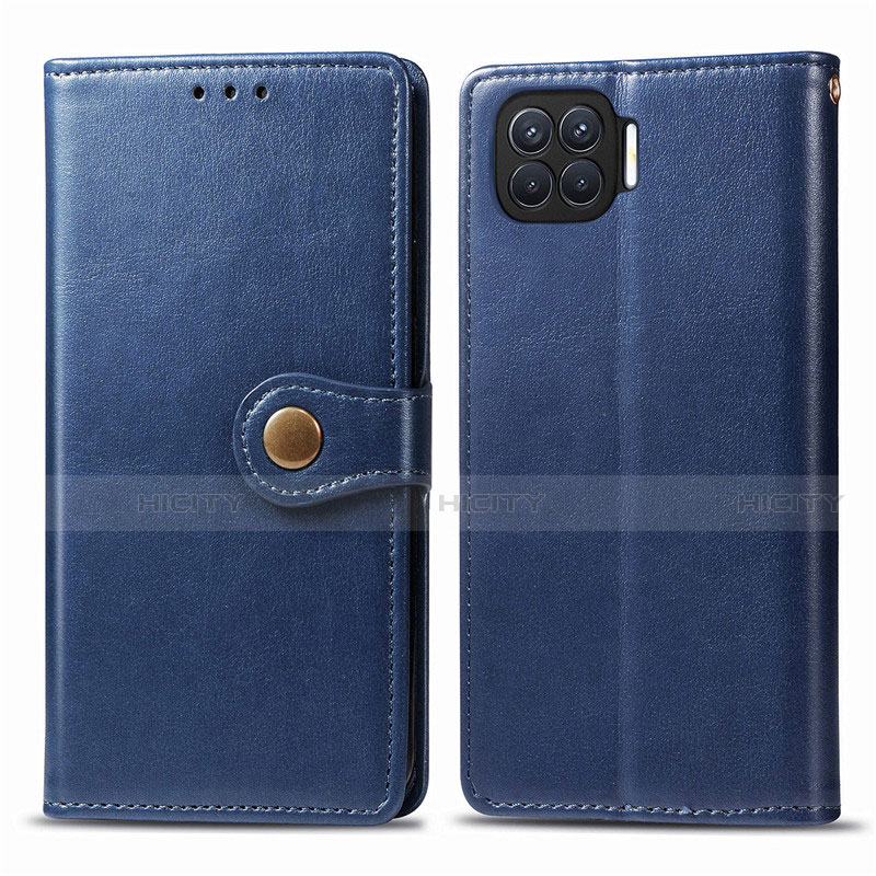 Custodia Portafoglio In Pelle Cover con Supporto L06 per Oppo F17 Pro Blu