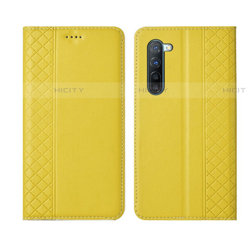 Custodia Portafoglio In Pelle Cover con Supporto L06 per Oppo Find X2 Lite Giallo