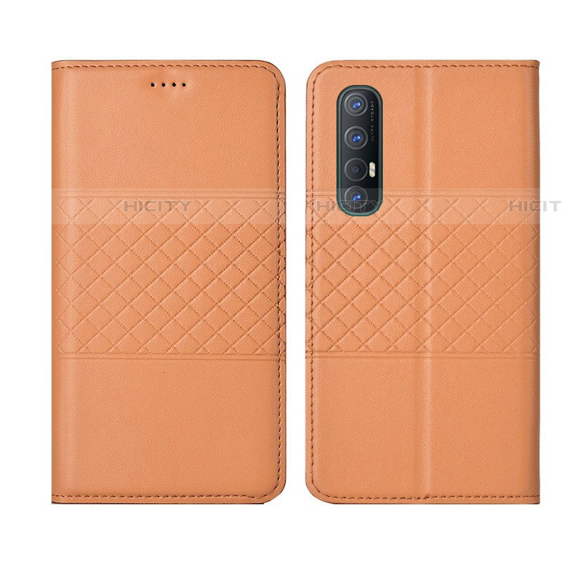 Custodia Portafoglio In Pelle Cover con Supporto L06 per Oppo Find X2 Neo Arancione