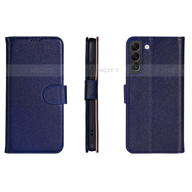 Custodia Portafoglio In Pelle Cover con Supporto L06 per Samsung Galaxy S21 FE 5G Blu