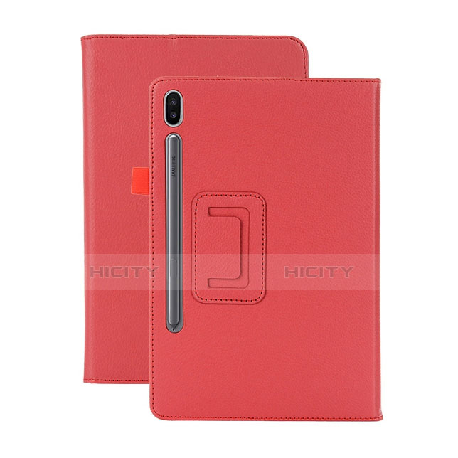 Custodia Portafoglio In Pelle Cover con Supporto L06 per Samsung Galaxy Tab S6 10.5 SM-T860 Rosso