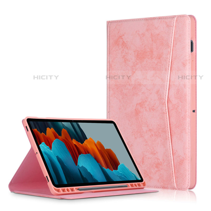 Custodia Portafoglio In Pelle Cover con Supporto L06 per Samsung Galaxy Tab S7 11 Wi-Fi SM-T870 Rosa