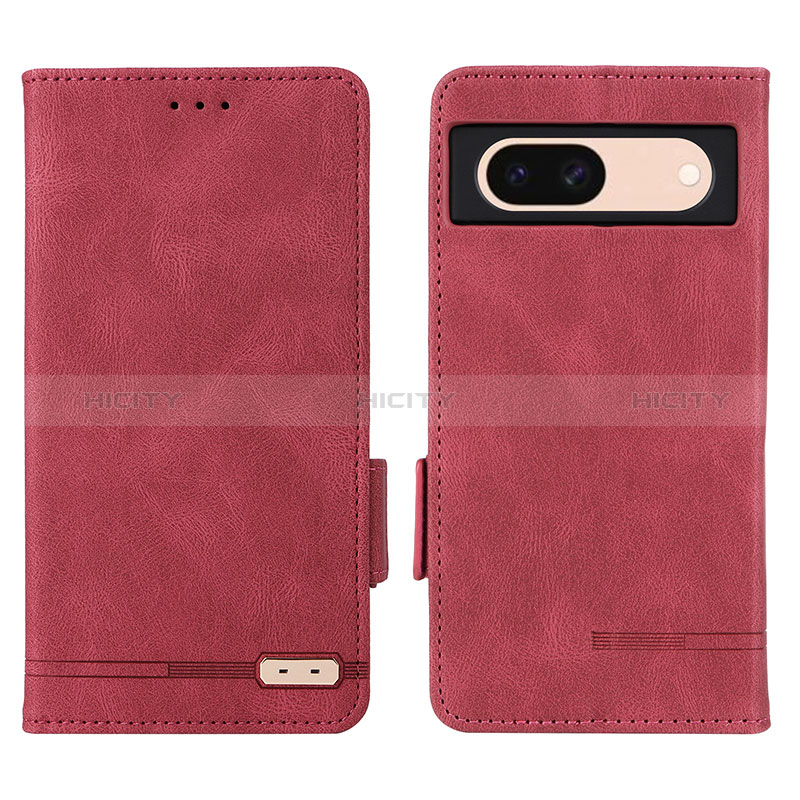 Custodia Portafoglio In Pelle Cover con Supporto L06Z per Google Pixel 8a 5G Rosso