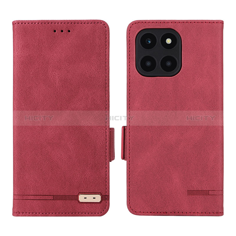 Custodia Portafoglio In Pelle Cover con Supporto L06Z per Huawei Honor X6a Rosso