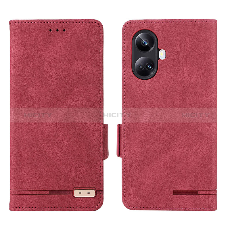 Custodia Portafoglio In Pelle Cover con Supporto L06Z per Realme 10 Pro+ Plus 5G Rosso