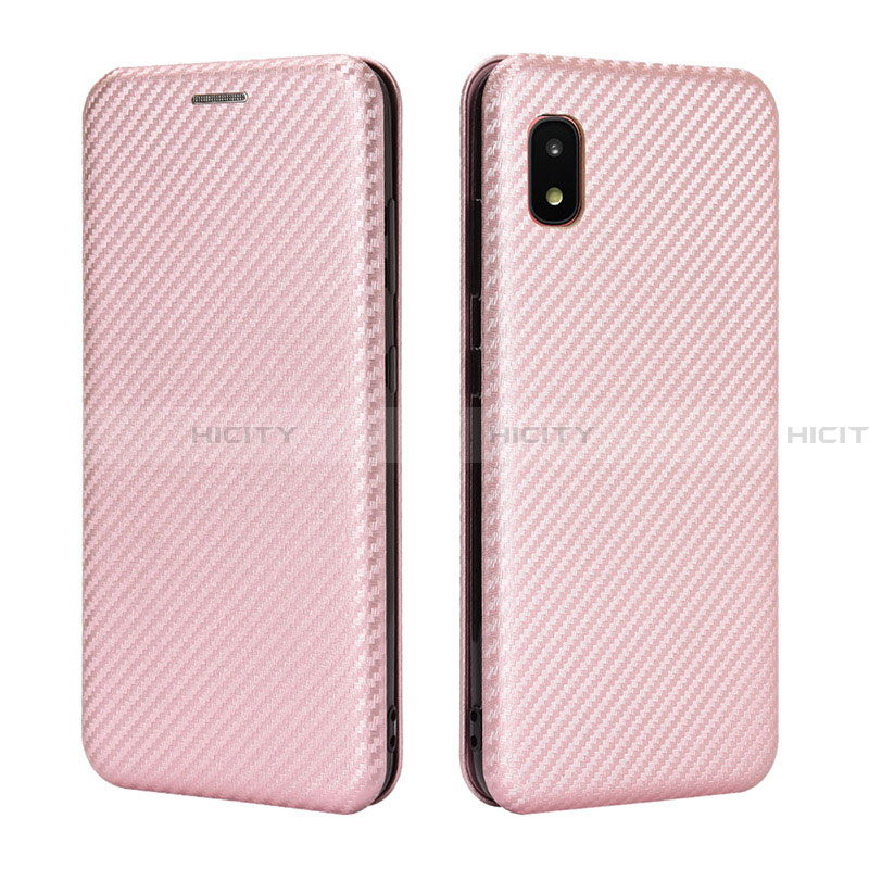 Custodia Portafoglio In Pelle Cover con Supporto L06Z per Samsung Galaxy A21 SC-42A Oro Rosa