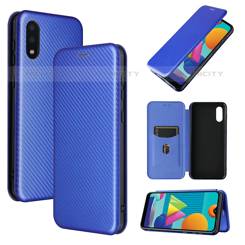 Custodia Portafoglio In Pelle Cover con Supporto L06Z per Samsung Galaxy M02 Blu