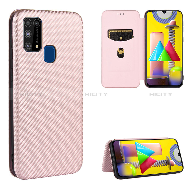 Custodia Portafoglio In Pelle Cover con Supporto L06Z per Samsung Galaxy M21s Oro Rosa