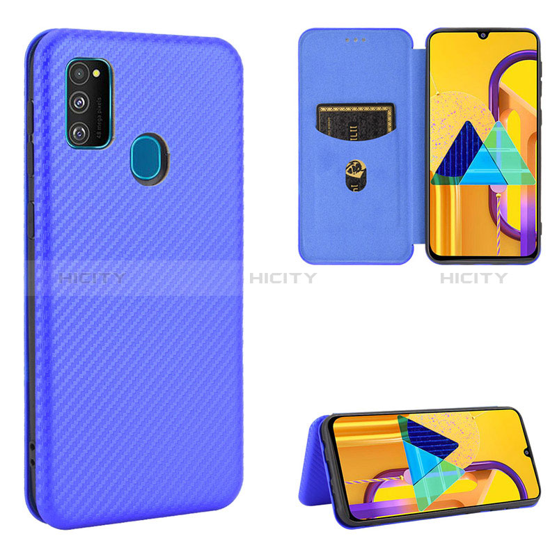 Custodia Portafoglio In Pelle Cover con Supporto L06Z per Samsung Galaxy M30s Blu