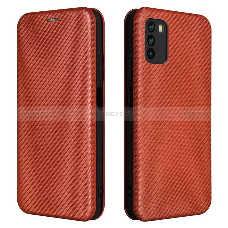 Custodia Portafoglio In Pelle Cover con Supporto L06Z per Xiaomi Poco M3 Marrone