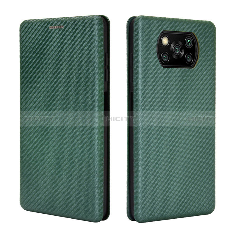 Custodia Portafoglio In Pelle Cover con Supporto L06Z per Xiaomi Poco X3 Pro Verde