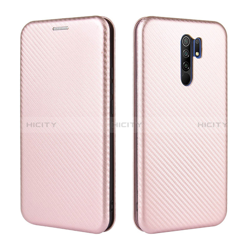 Custodia Portafoglio In Pelle Cover con Supporto L06Z per Xiaomi Redmi 9 Prime India Oro Rosa