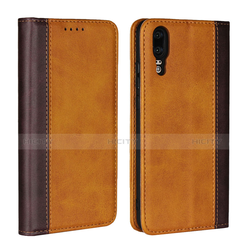 Custodia Portafoglio In Pelle Cover con Supporto L07 per Huawei P20 Arancione