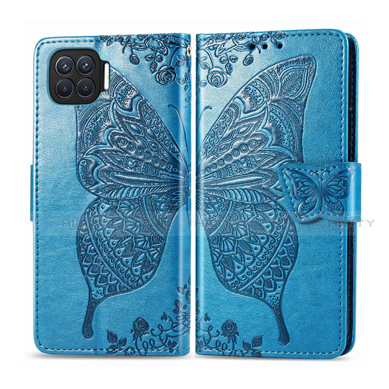 Custodia Portafoglio In Pelle Cover con Supporto L07 per Oppo F17 Pro Blu