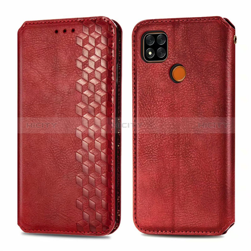 Custodia Portafoglio In Pelle Cover con Supporto L07 per Xiaomi POCO C3 Rosso