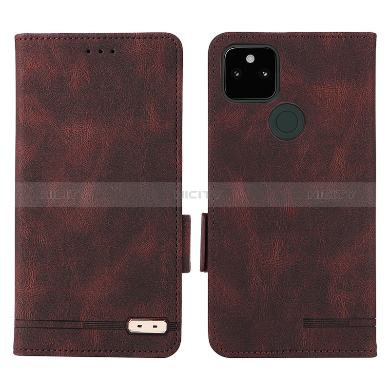 Custodia Portafoglio In Pelle Cover con Supporto L07Z per Google Pixel 5a 5G Marrone