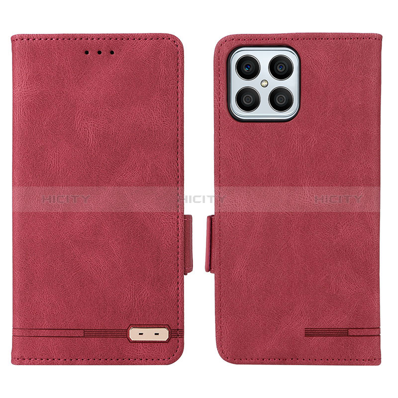 Custodia Portafoglio In Pelle Cover con Supporto L07Z per Huawei Honor X8 4G Rosso