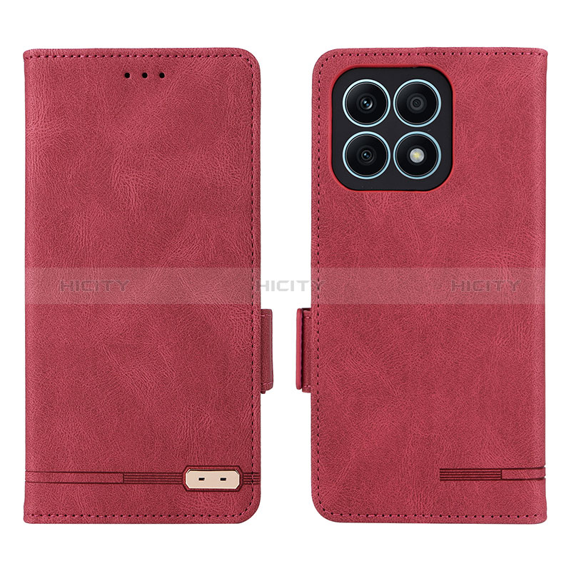 Custodia Portafoglio In Pelle Cover con Supporto L07Z per Huawei Honor X8a 4G Rosso