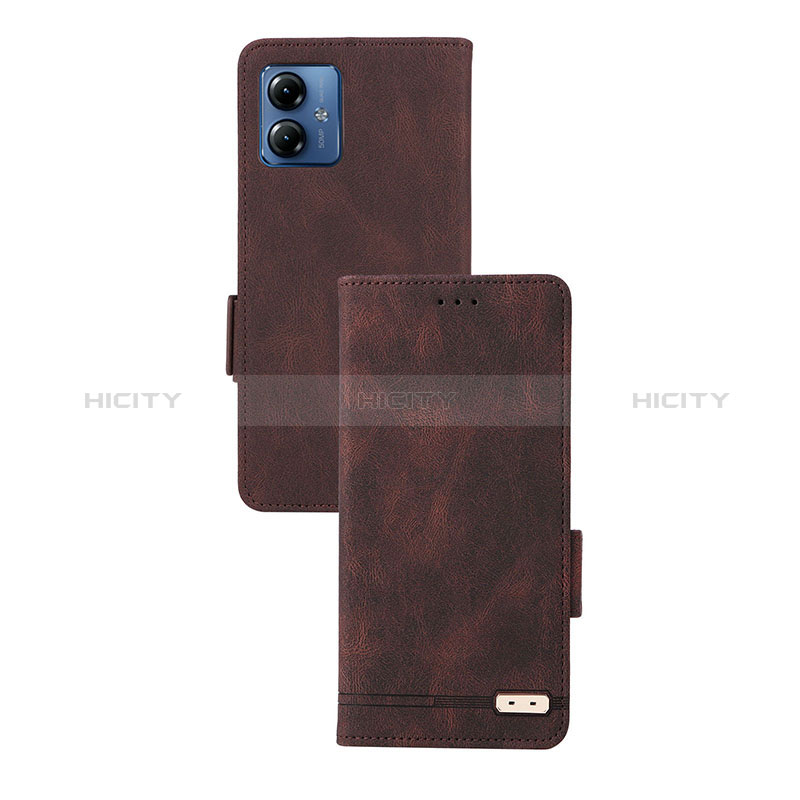 Custodia Portafoglio In Pelle Cover con Supporto L07Z per Motorola Moto G14 Marrone