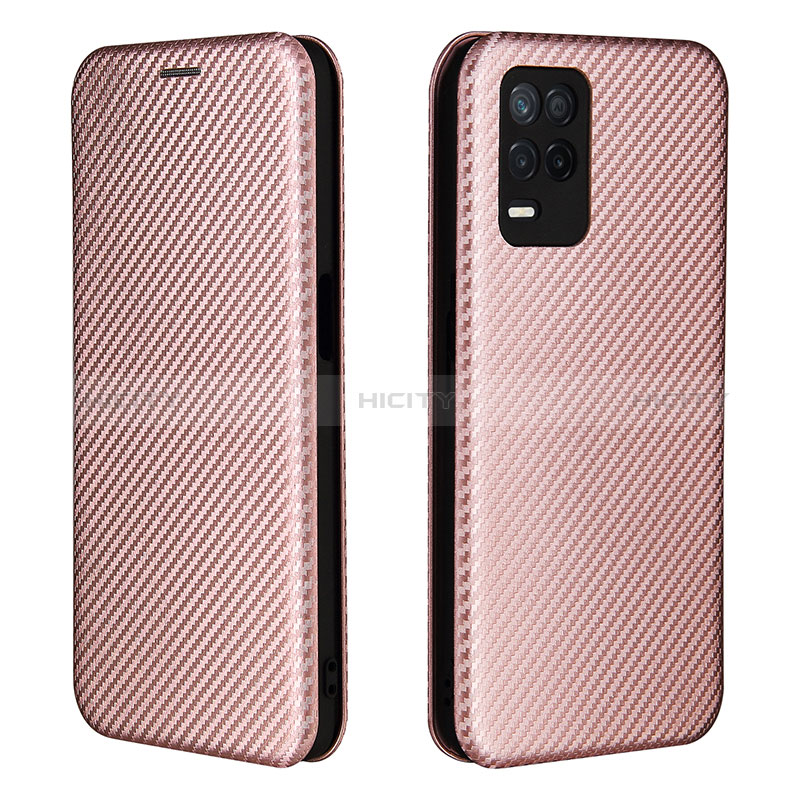 Custodia Portafoglio In Pelle Cover con Supporto L07Z per Realme 9 5G India Oro Rosa