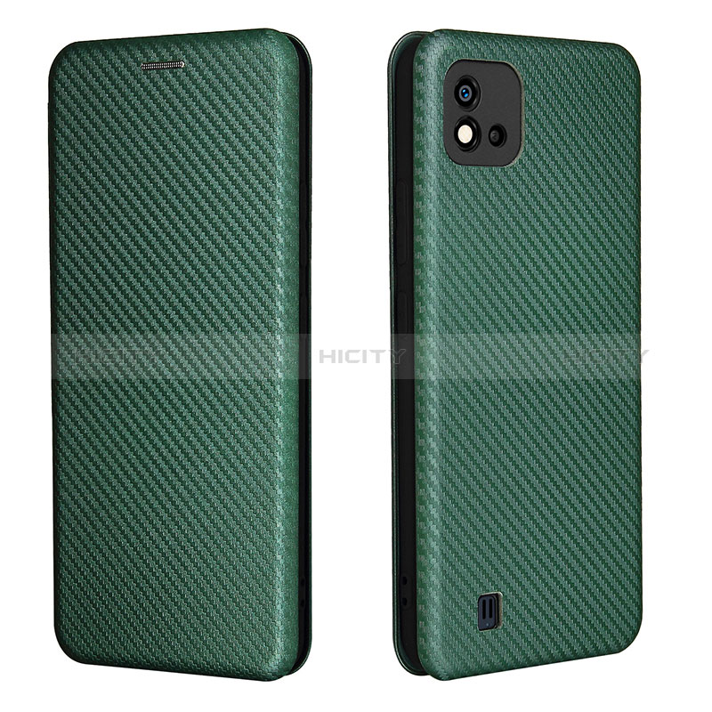 Custodia Portafoglio In Pelle Cover con Supporto L07Z per Realme C11 (2021) Verde