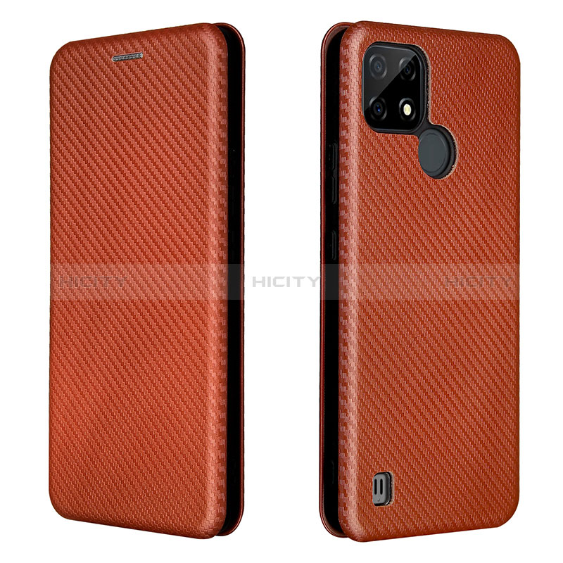 Custodia Portafoglio In Pelle Cover con Supporto L07Z per Realme C21 Marrone